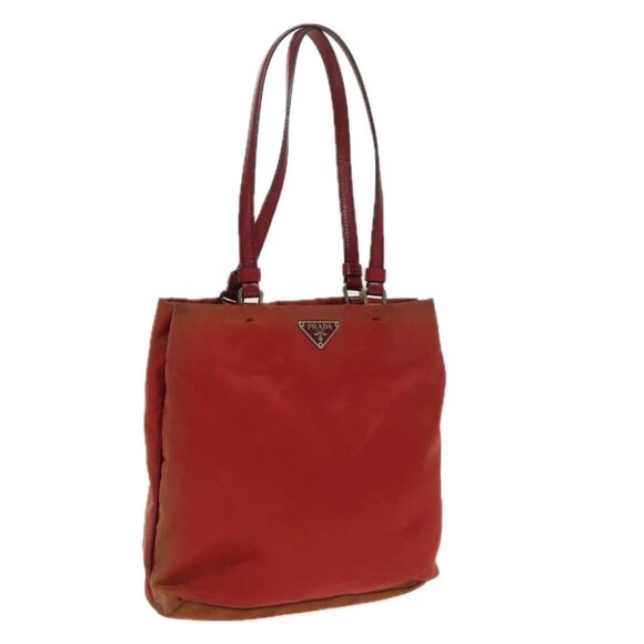 PRADA Hand Bag Nylon Red Silver - Picture 1 of 15